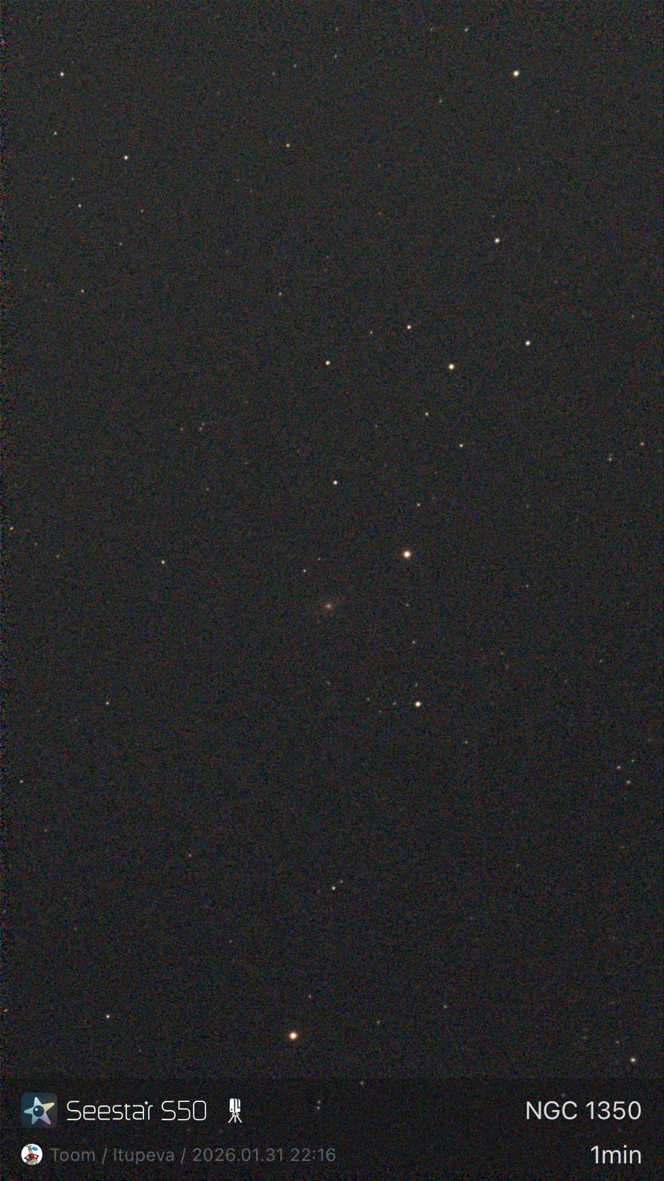 Stacked 6 NGC 1350 10.0s IRCUT 20260131 221625
