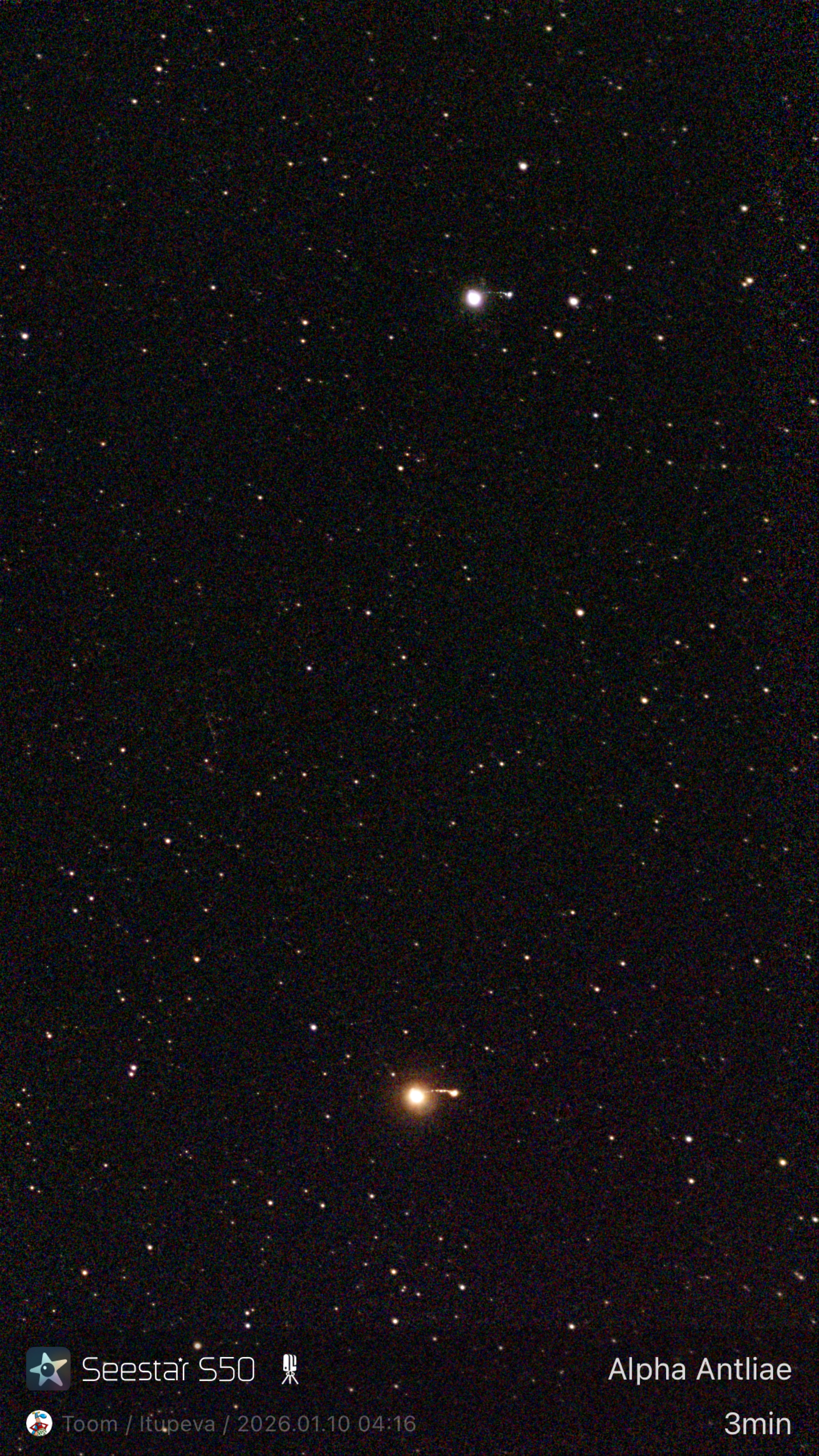 Stacked 13 Alpha Antliae 10.0s IRCUT 20260110 041636