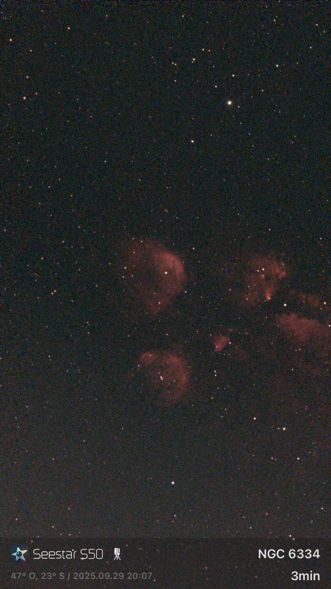 Stacked 17 NGC 6334 10.0s LP 20250929 200707