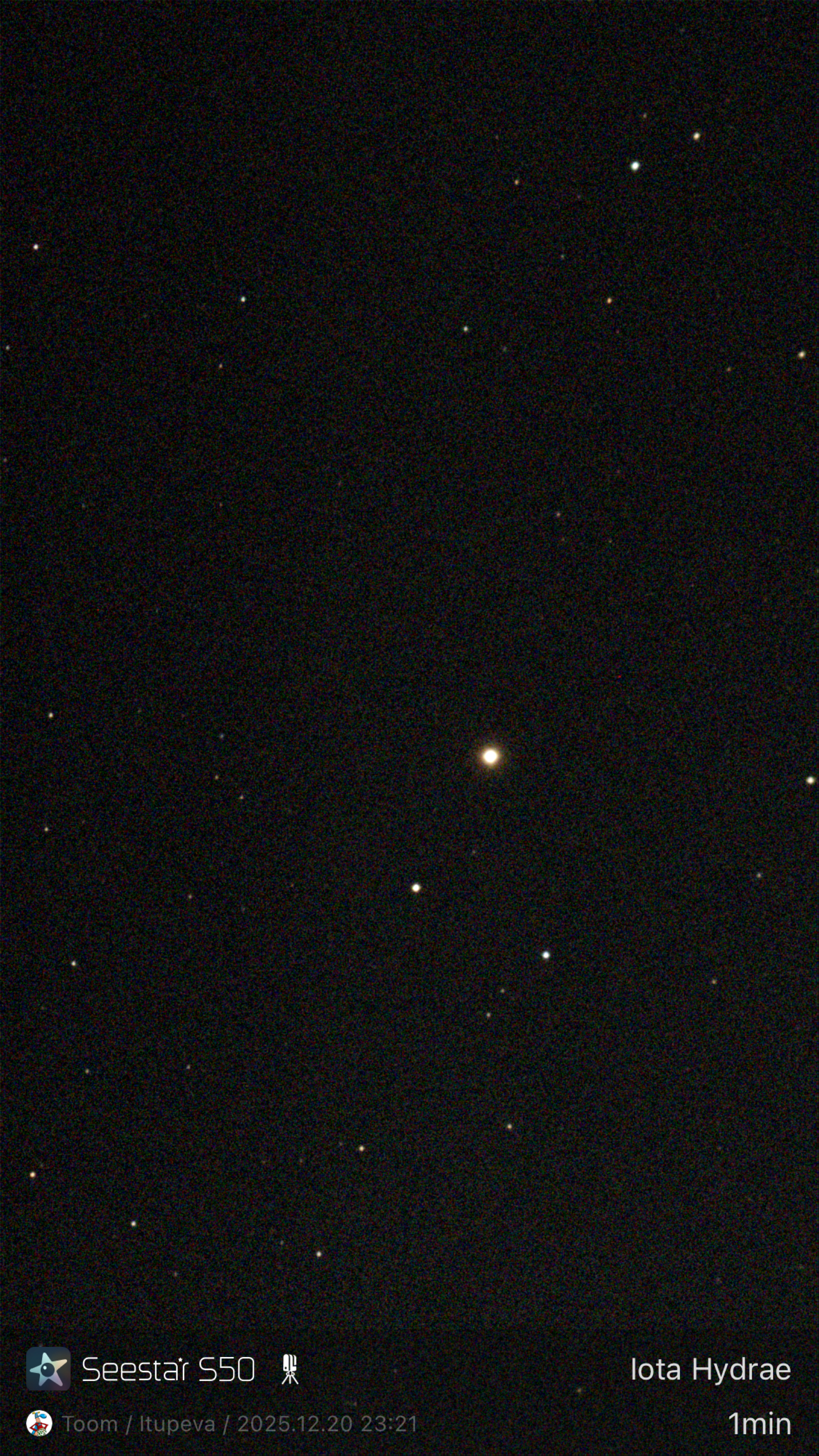 Stacked 5 Iota Hydrae 10.0s IRCUT 20251220 232125