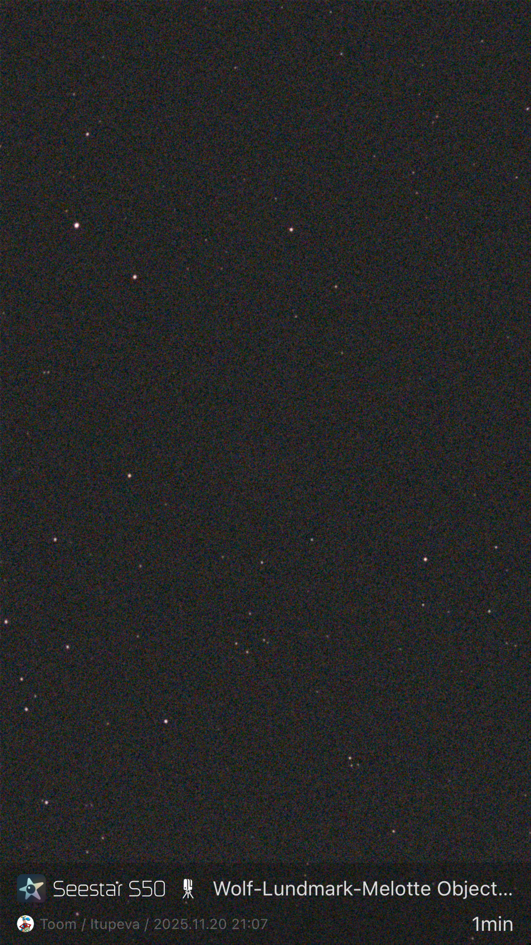 Stacked 3 Wolf Lundmark Melotte Object (WLM) 10.0s IRCUT 20251120 210722