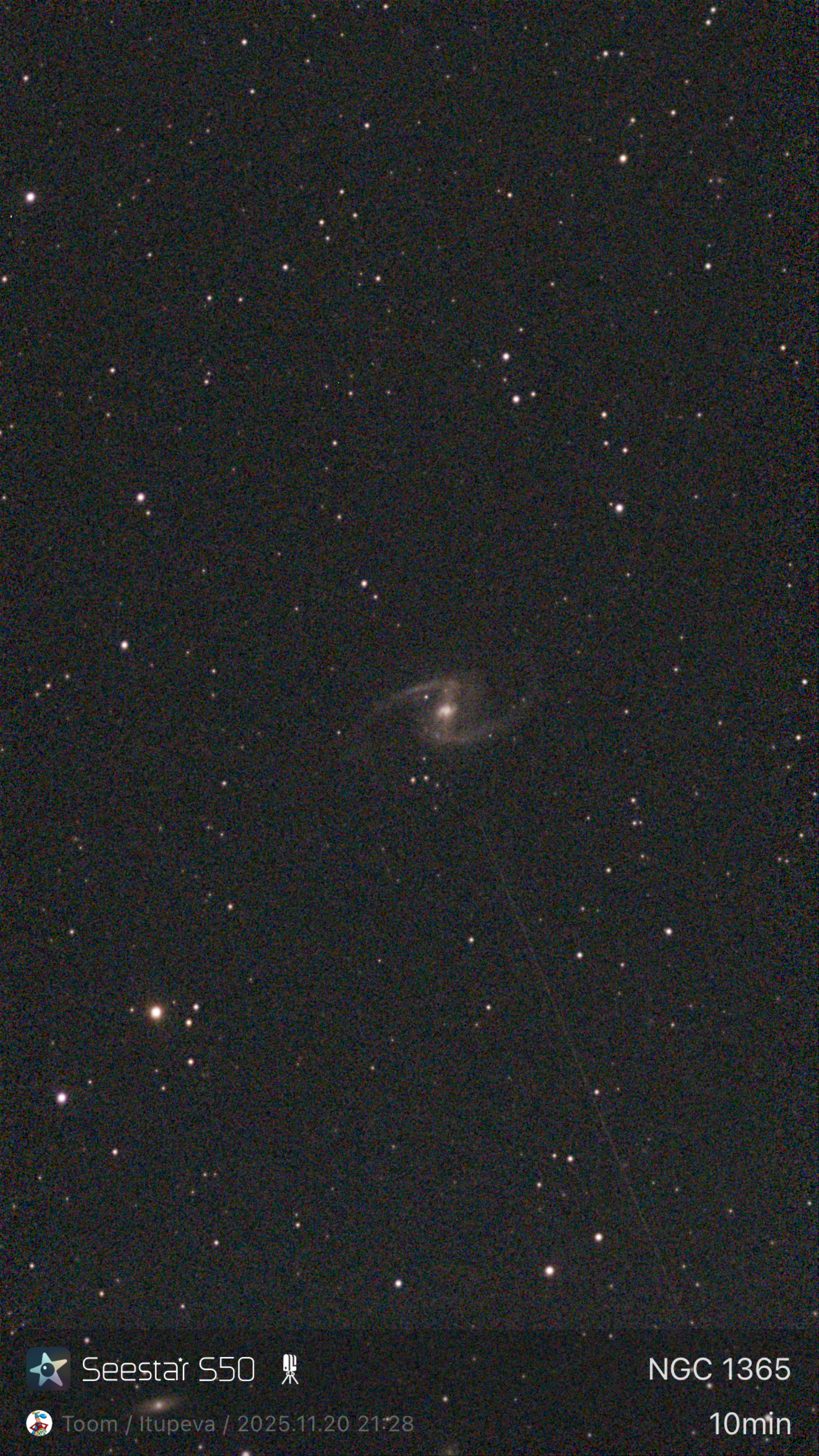 Stacked 56 NGC 1365 10.0s IRCUT 20251120 212831